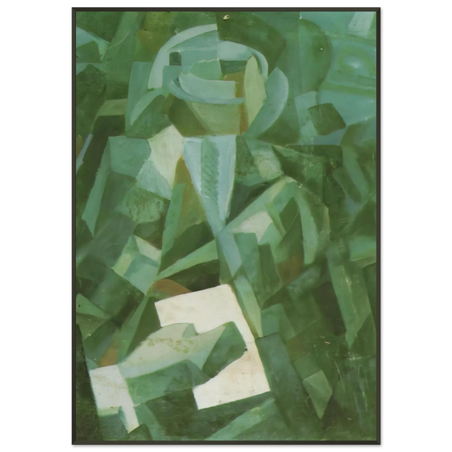 Salvador Dali  CUBIST COMPOSITION PORTRAIT OF A SEATED PERSON HOLDING A LETTER Framed Art Print  - Aluminum Frame - 21x29.7 cm / 8x12"