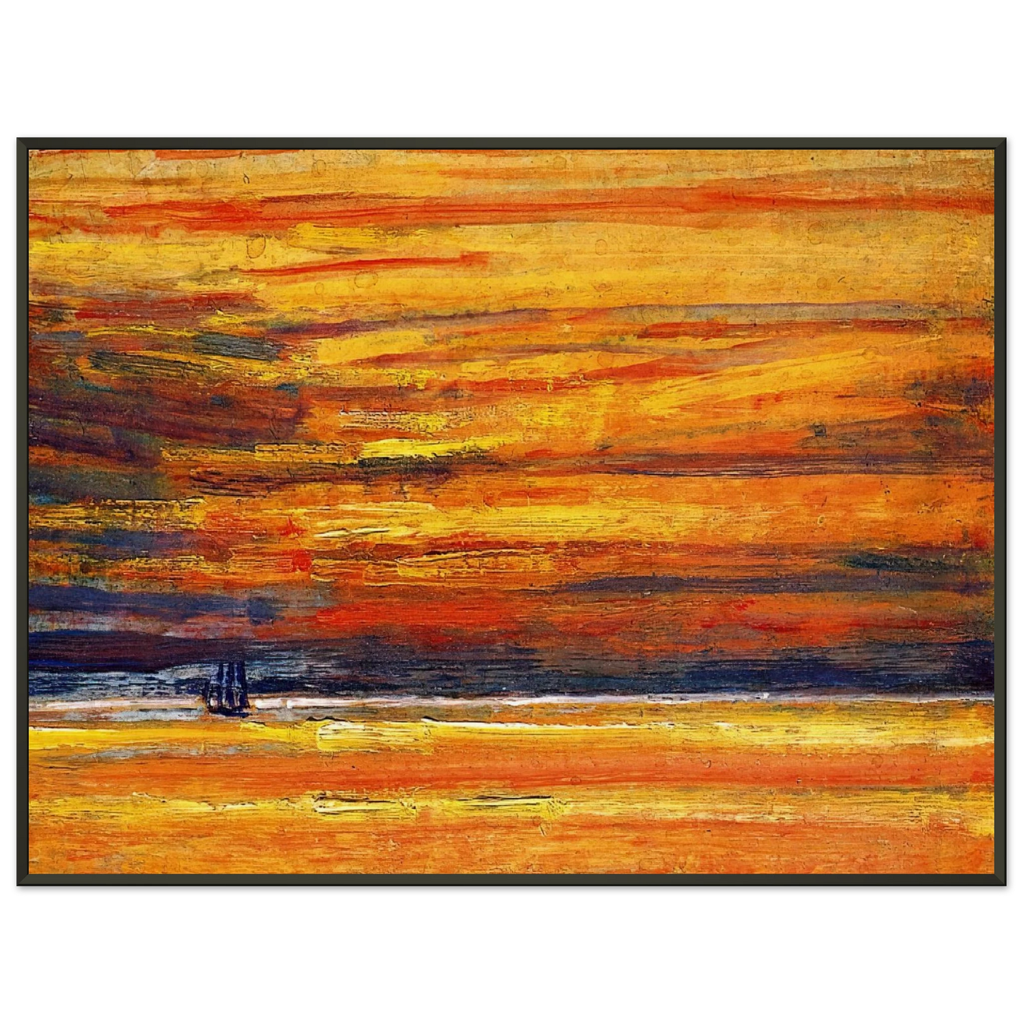 Childe Hassam  Sailing Vessel at Sea Sunset Framed Art Print  - Aluminum Frame - 40x50 cm / 16x20 inches