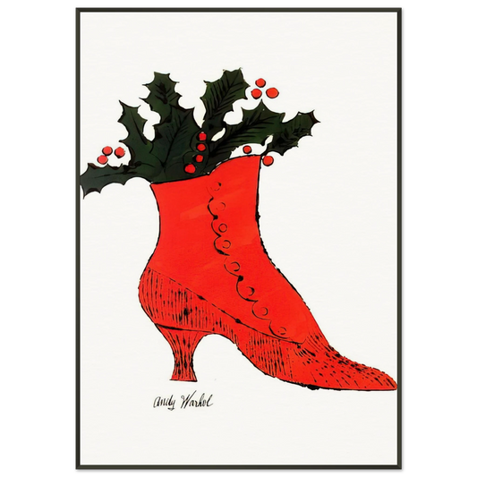 Andy Warhol  Untitled  red Boot Wit Holly  Framed Art Print  - Aluminum Frame - 21x29.7 cm / 8x12"