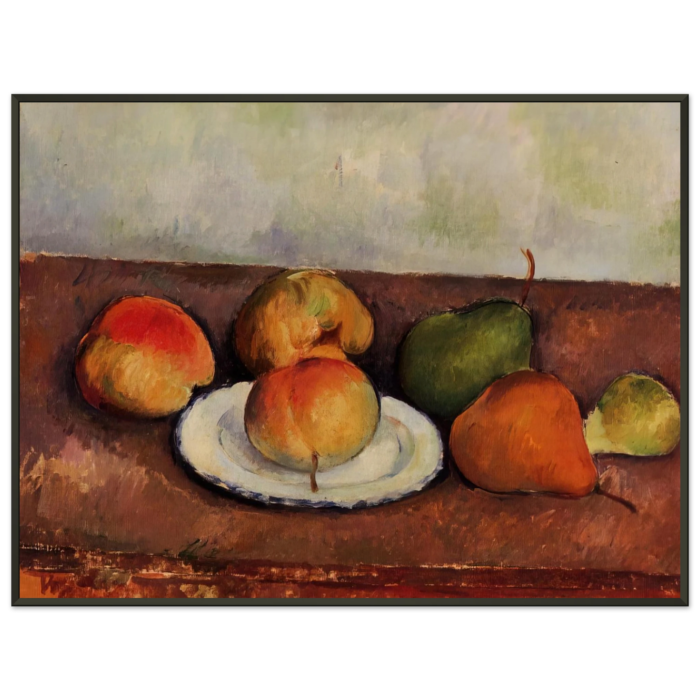 Paul Cezanne  Still Life Plate and Fruit Framed Art Print  - Aluminum Frame - 40x50 cm / 16x20 inches