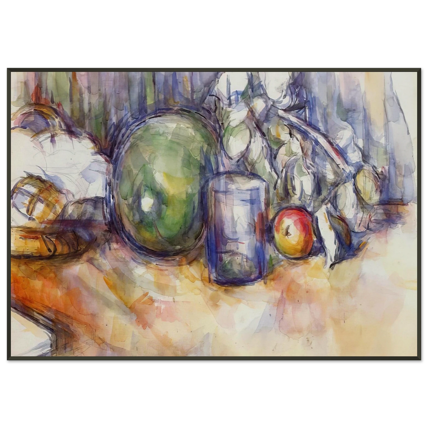 Paul Cezanne  Still Life with Green Melon Framed Art Print  - Aluminum Frame - 21x29.7 cm / 8x12"
