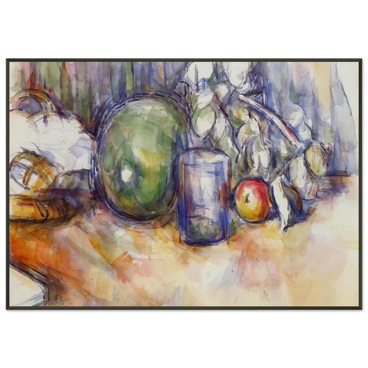 Paul Cezanne  Still Life with Green Melon Framed Art Print  - Aluminum Frame - 21x29.7 cm / 8x12"