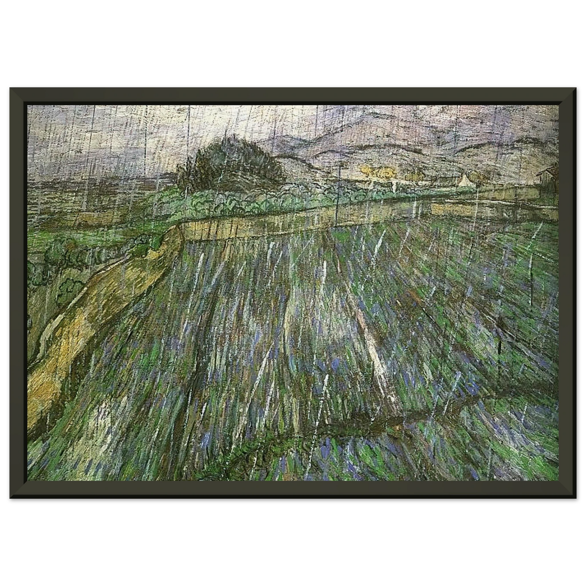 Vincent van Gogh  Wheat Field in Rain Framed Art Print  - Aluminum Frame - 40x50 cm / 16x20 inches