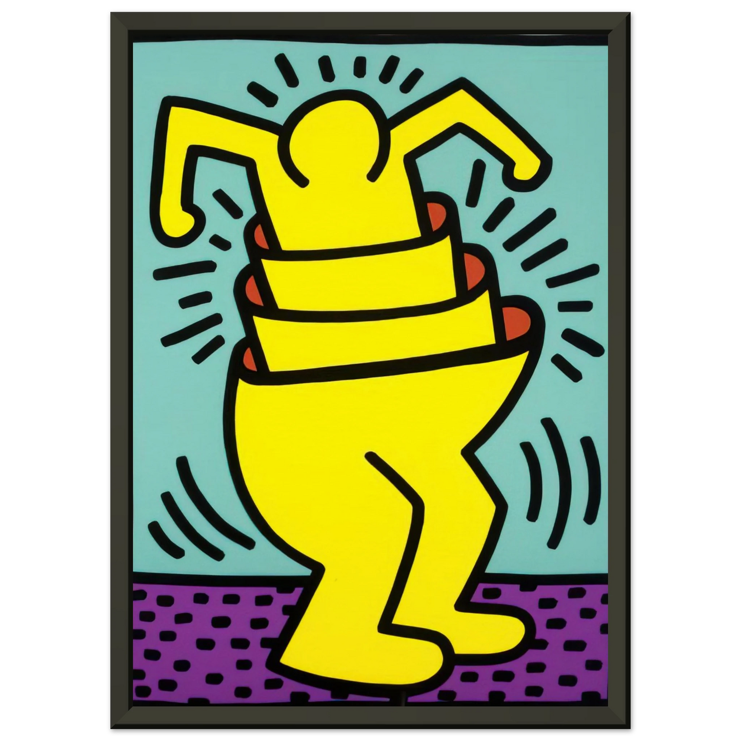 Keith Haring  UNTITLED 1989 Framed Art Print  - Aluminum Frame - 70x100 cm / 28x40 inches