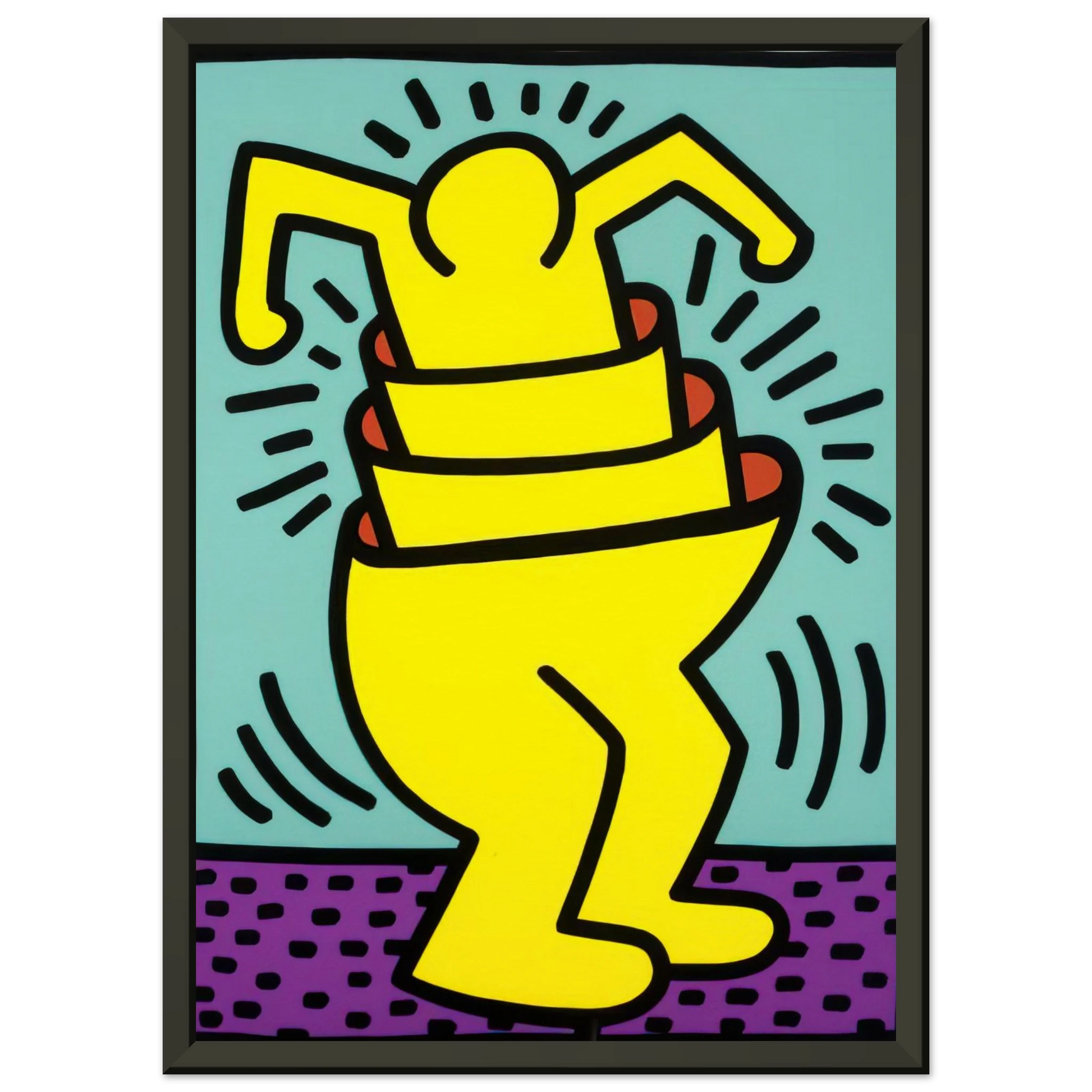 Keith Haring  UNTITLED 1989 Framed Art Print  - Aluminum Frame - 70x100 cm / 28x40 inches
