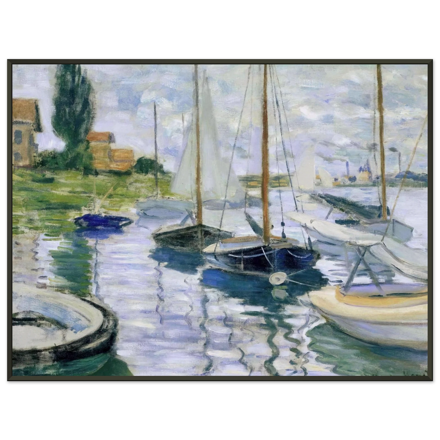 claude monet  Boats at rest at PetitGennevilliers Framed Art Print  - Aluminum Frame - 70x100 cm / 28x40 inches