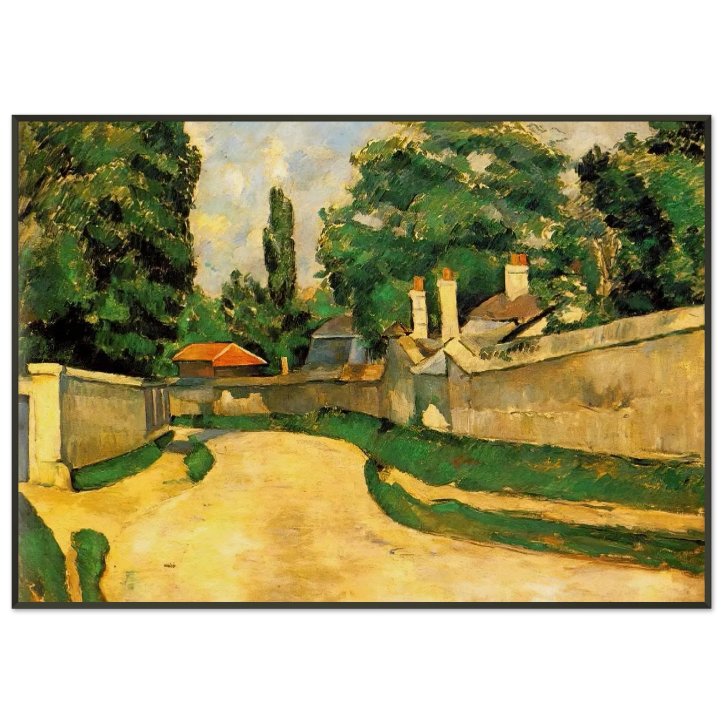Paul Cezanne  Houses Along a Road Framed Art Print  - Aluminum Frame - 21x29.7 cm / 8x12"