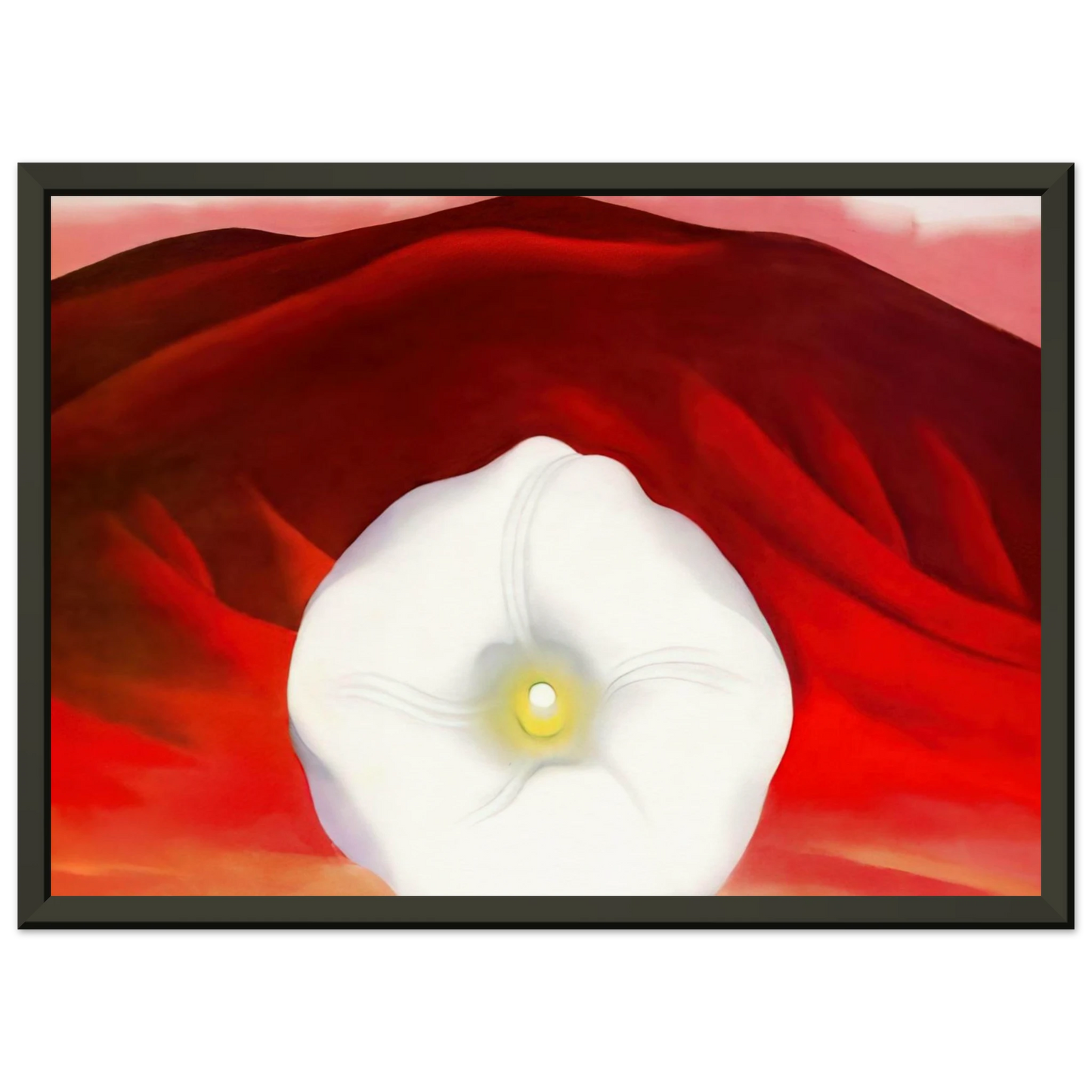 Georgia OKeeffe  Red hills and white flower Framed Art Print  - Aluminum Frame - 40x50 cm / 16x20 inches