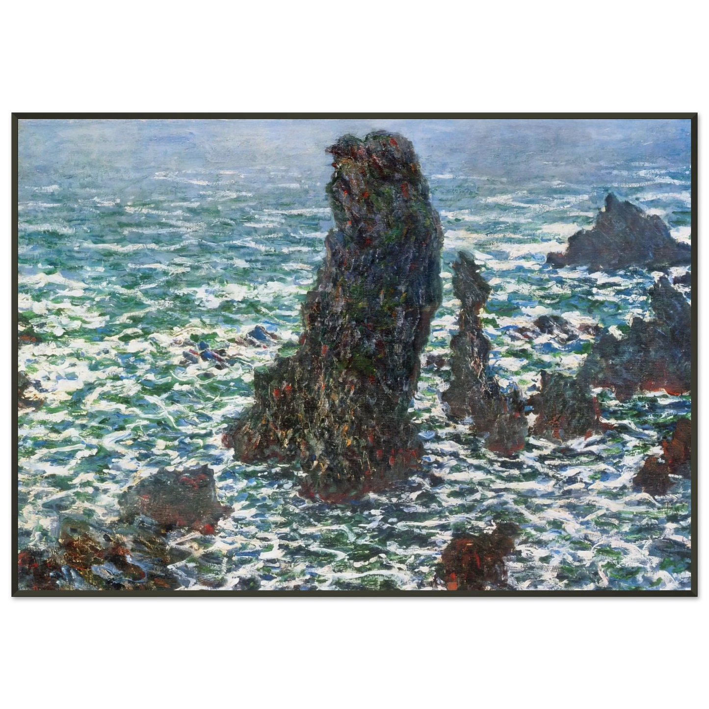 claude monet  The Pyramids of Port Coton BelleIleenMer Framed Art Print  - Aluminum Frame - 21x29.7 cm / 8x12"