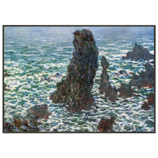 claude monet  The Pyramids of Port Coton BelleIleenMer Framed Art Print  - Aluminum Frame - 21x29.7 cm / 8x12"
