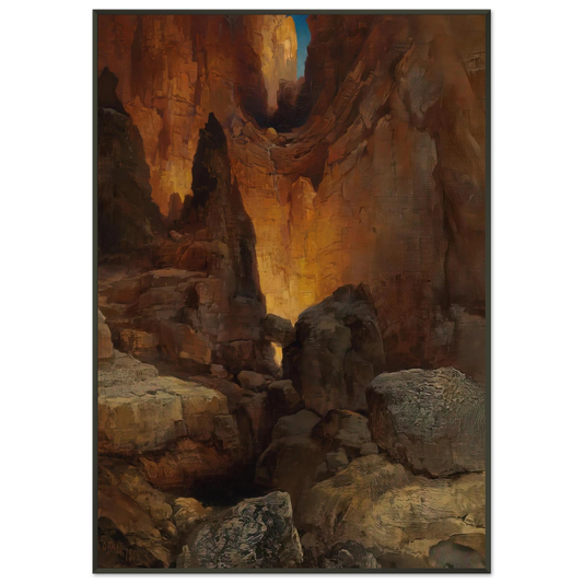 Thomas Moran  A Side Canyon Grand Canyon of Arizona Framed Art Print  - Aluminum Frame - 21x29.7 cm / 8x12"