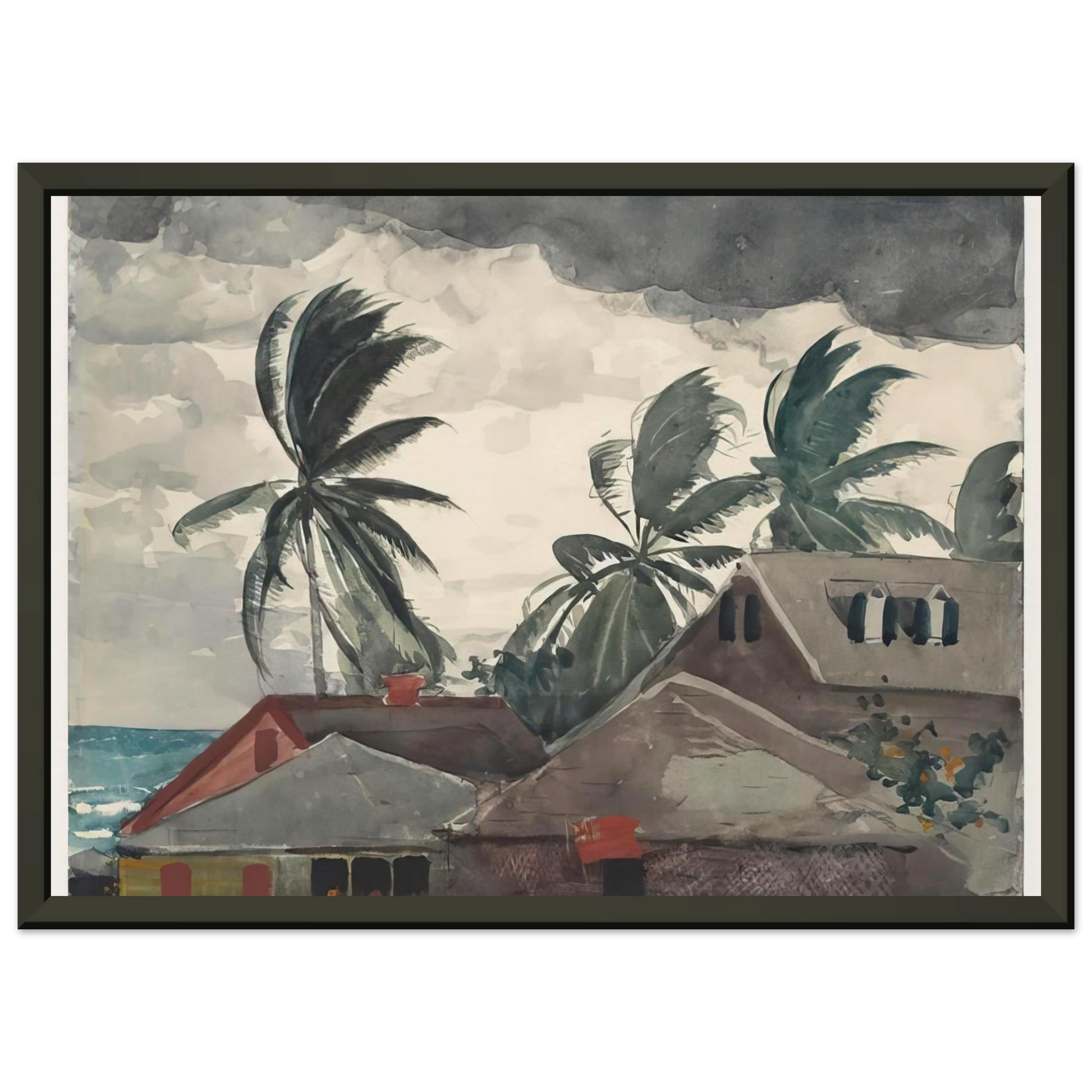 Winslow Homer  HURRICANE BAHAMAS 1898 Framed Art Print  - Aluminum Frame - 70x100 cm / 28x40 inches