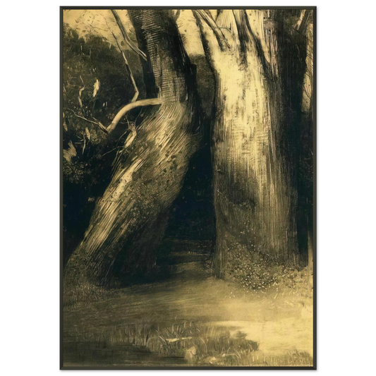 Odilon Redon  TWO TREES 1875 Framed Art Print  - Aluminum Frame - 21x29.7 cm / 8x12"