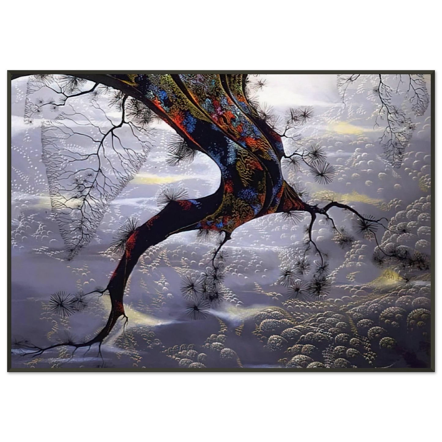 Eyvind Earle  Pine Branch Framed Art Print  - Aluminum Frame - 21x29.7 cm / 8x12"