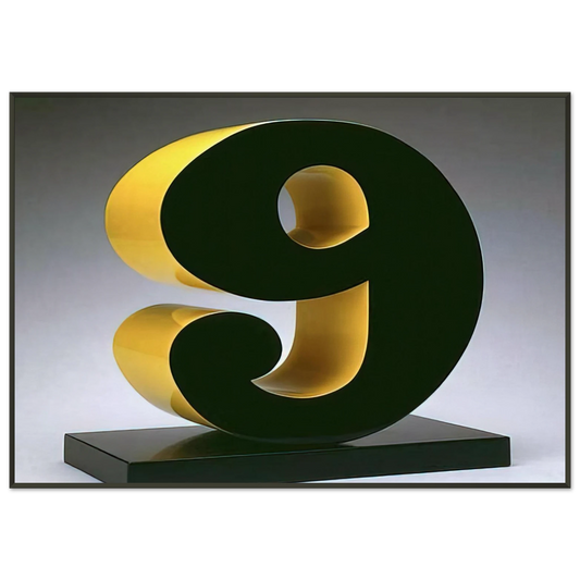 Robert Indiana  Nine Framed Art Print  - Aluminum Frame - 21x29.7 cm / 8x12"