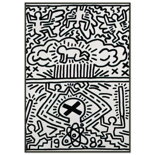Keith Haring  ANTI NUCLEAR RALLY 1982 Framed Art Print  - Aluminum Frame - 21x29.7 cm / 8x12"