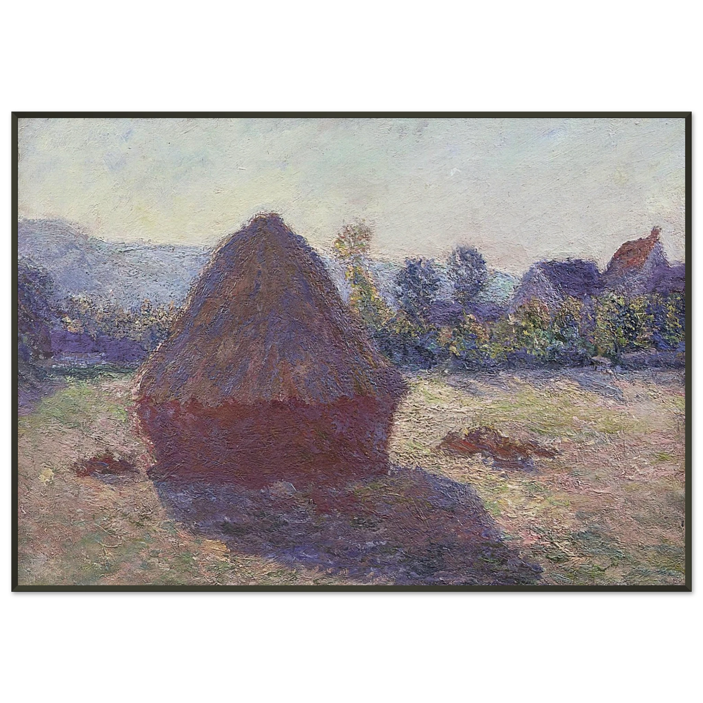 claude monet  A Haystack in the Evening Sun Framed Art Print  - Aluminum Frame - 21x29.7 cm / 8x12"