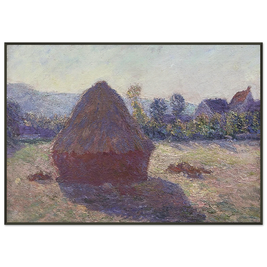 claude monet  A Haystack in the Evening Sun Framed Art Print  - Aluminum Frame - 21x29.7 cm / 8x12"