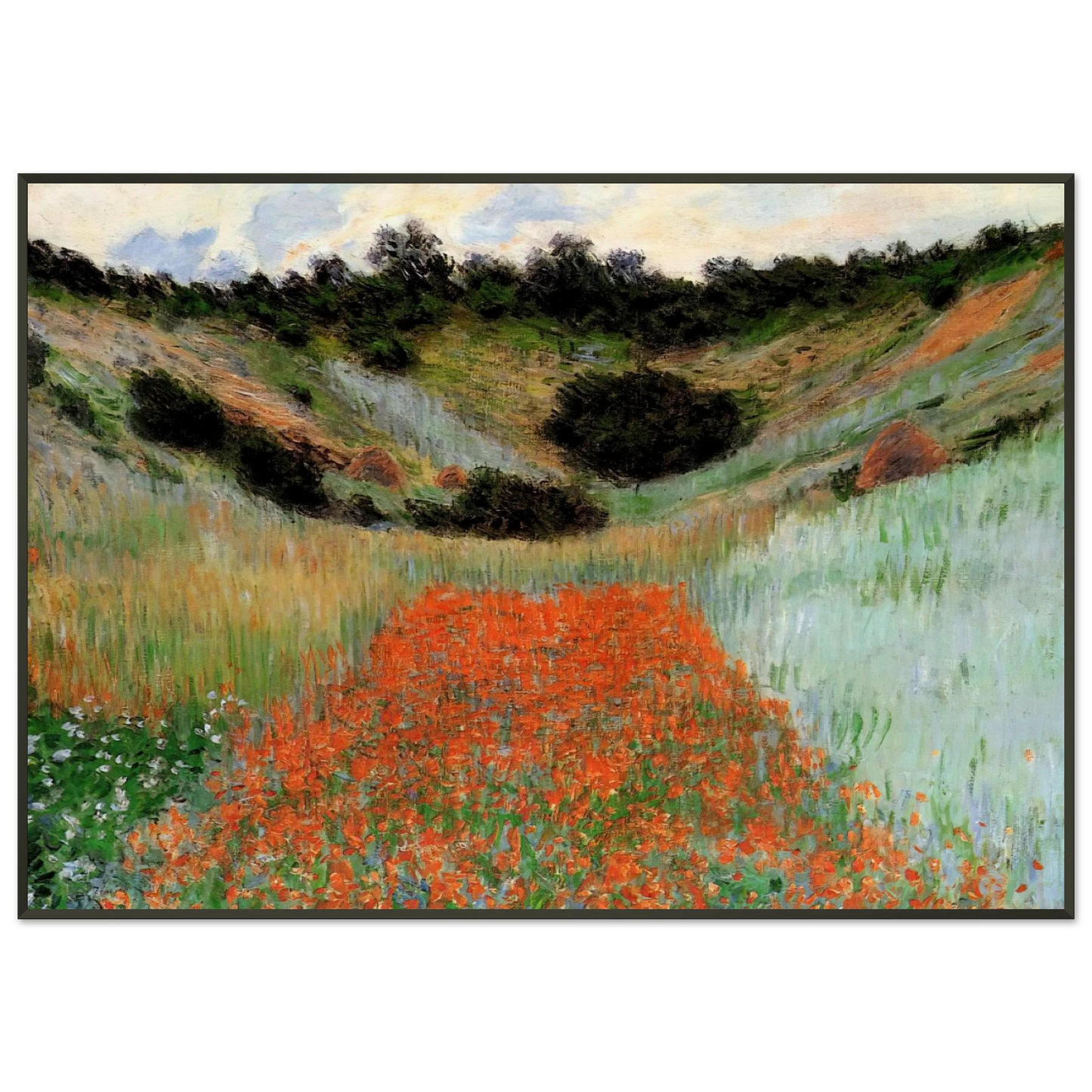 claude monet  Poppy Field in a Hollow near Giverny Framed Art Print  - Aluminum Frame - 21x29.7 cm / 8x12"