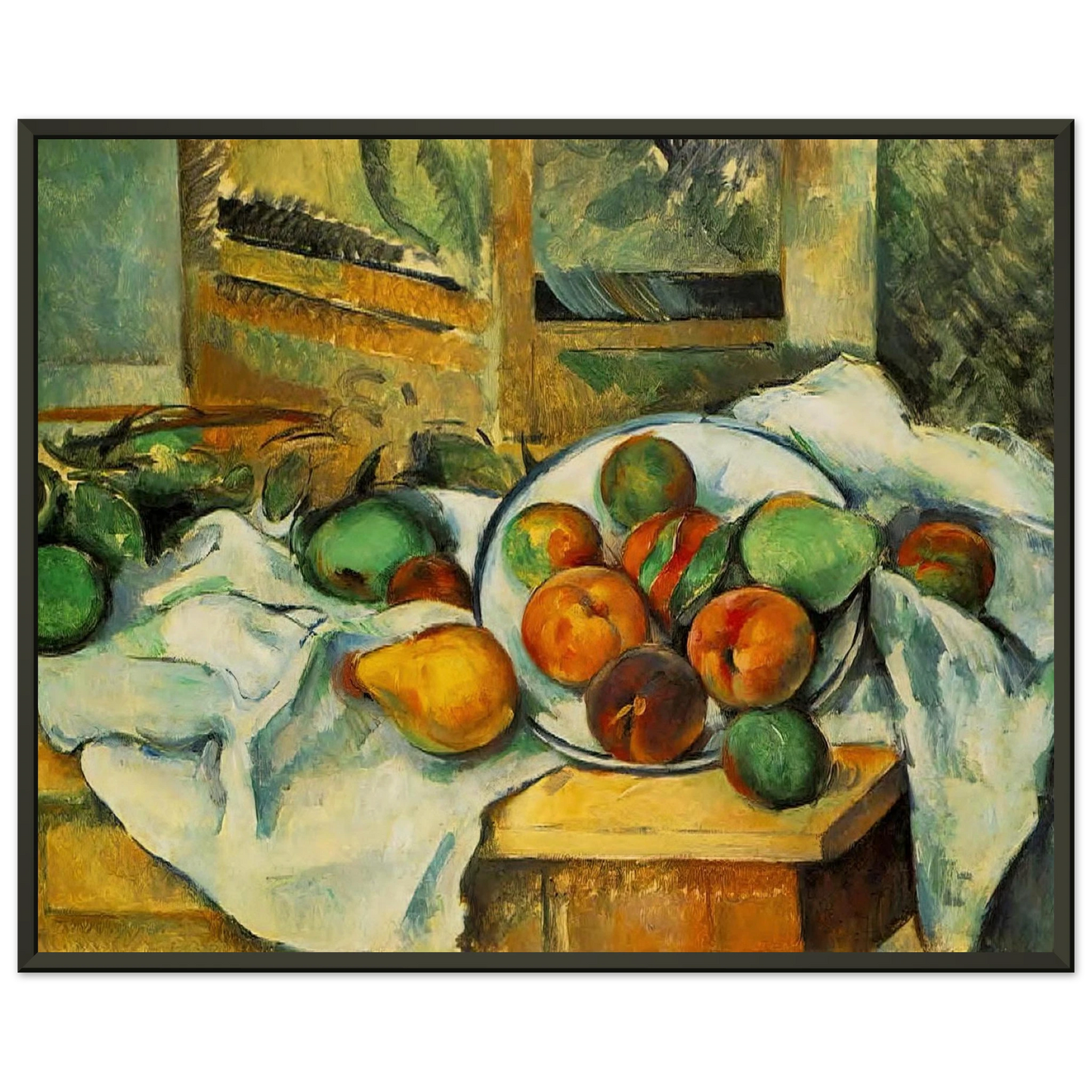 Paul Cezanne  Table Napkin and Fruit Framed Art Print  - Aluminum Frame - 70x100 cm / 28x40 inches