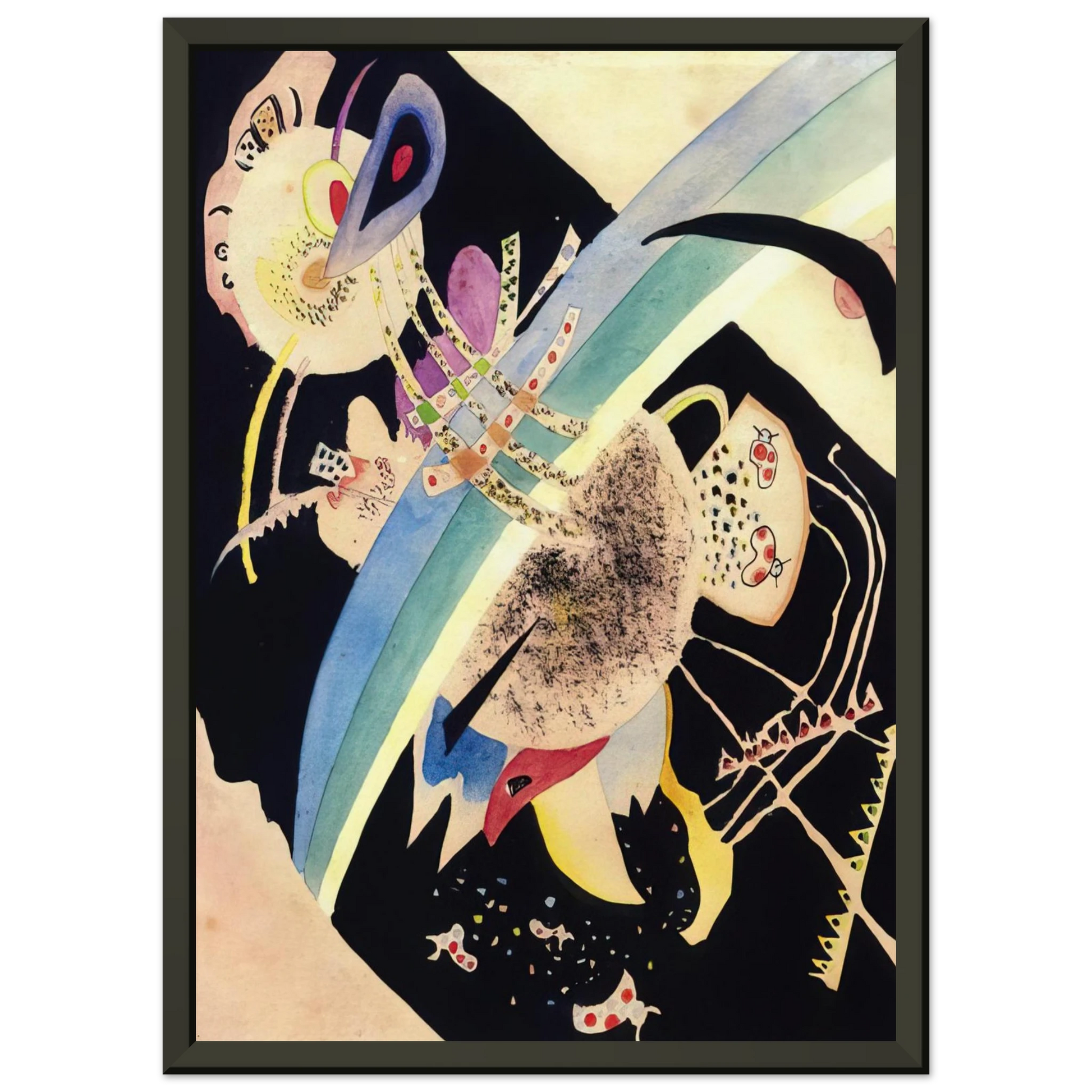Wassily Kandinsky  STUDY FOR CIRCLES ON BLACK 1921 Framed Art Print  - Aluminum Frame - 40x50 cm / 16x20 inches