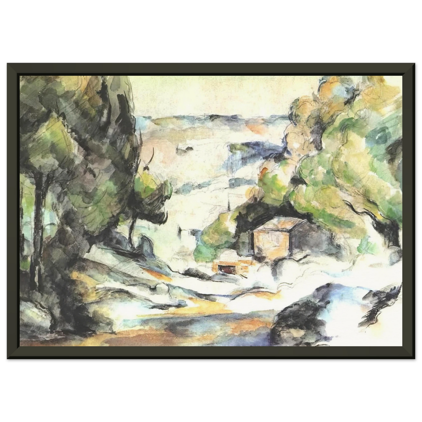 Paul Cezanne  Landscape in the Provence Framed Art Print  - Aluminum Frame - 70x100 cm / 28x40 inches