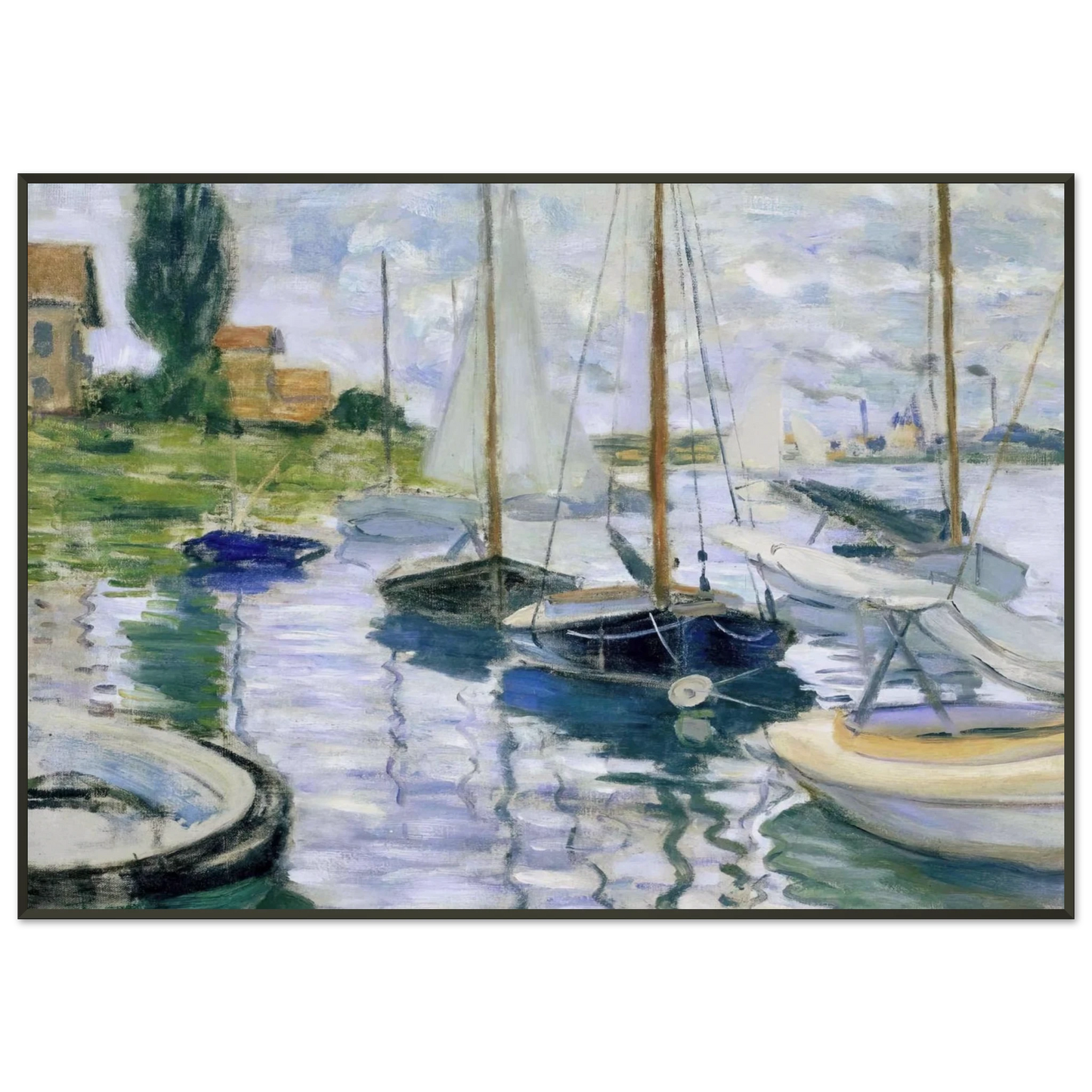 claude monet  Boats at rest at PetitGennevilliers Framed Art Print  - Aluminum Frame - 21x29.7 cm / 8x12"