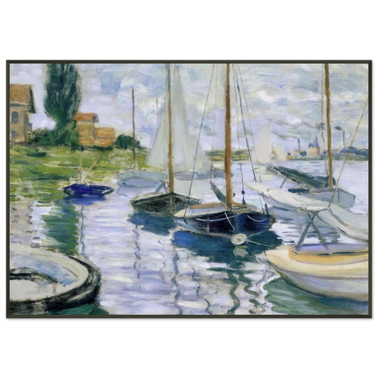 claude monet  Boats at rest at PetitGennevilliers Framed Art Print  - Aluminum Frame - 21x29.7 cm / 8x12"