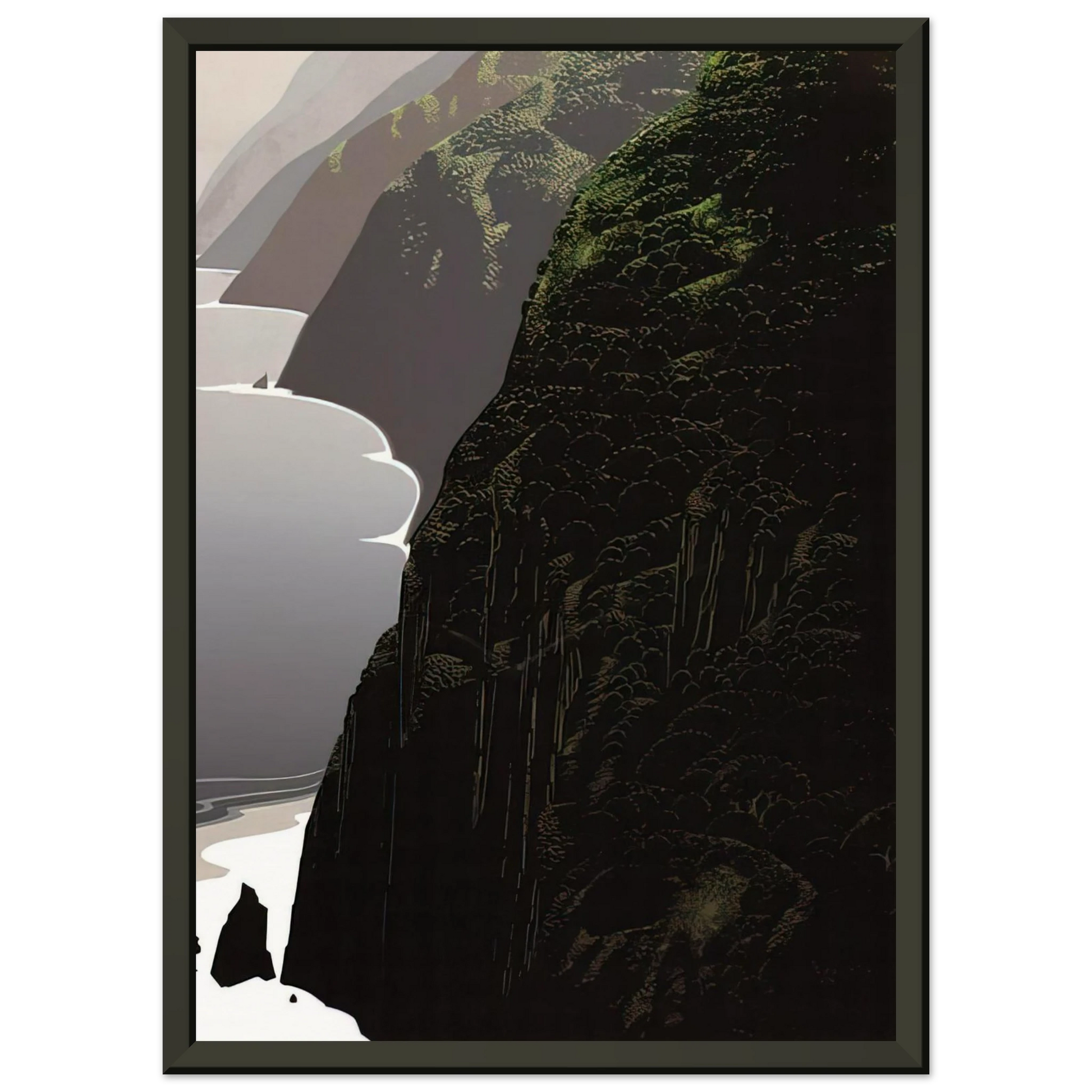 Eyvind Earle  Big Sur Coastline Framed Art Print  - Aluminum Frame - 70x100 cm / 28x40 inches