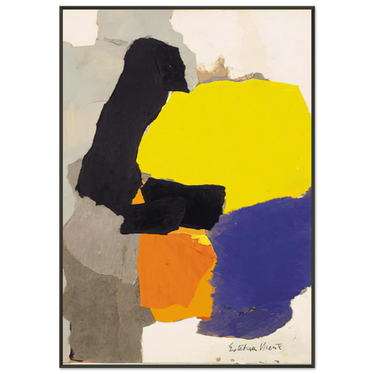 Esteban Vicente  COLLAGE WITH YELLOW BLUE AND ORANGE 1963 Framed Art Print  - Aluminum Frame - 21x29.7 cm / 8x12"