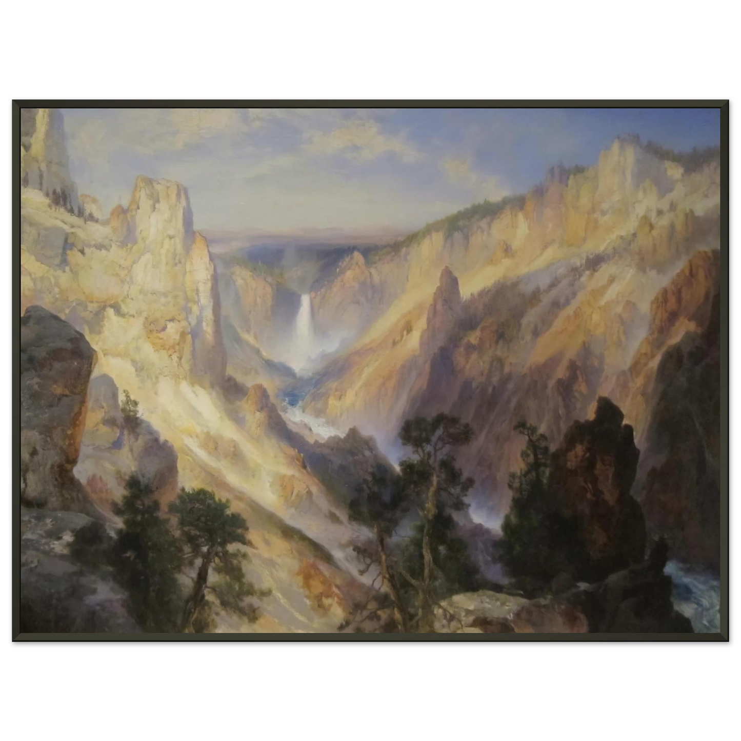 Thomas Moran  Grand Canyon of the Yellowstone Wyoming Framed Art Print  - Aluminum Frame - 60x80 cm / 24x32 inches