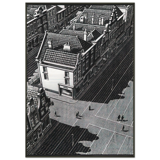 MC Escher  DELFT Framed Art Print  - Aluminum Frame - 21x29.7 cm / 8x12"