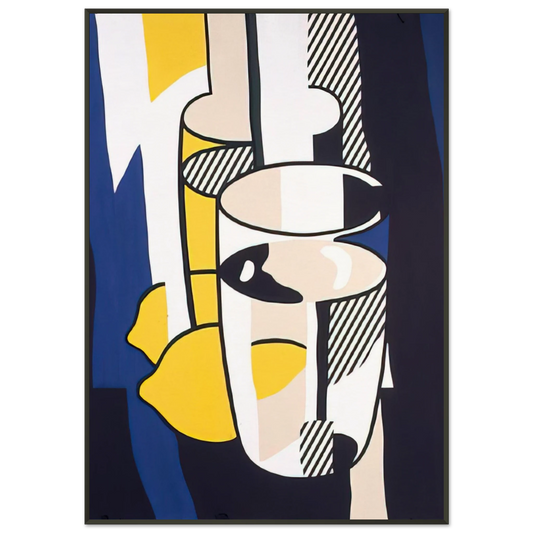 Roy Lichtenstein  GLASS AND LEMON IN A MIRROR 1974 Framed Art Print  - Aluminum Frame - 21x29.7 cm / 8x12"