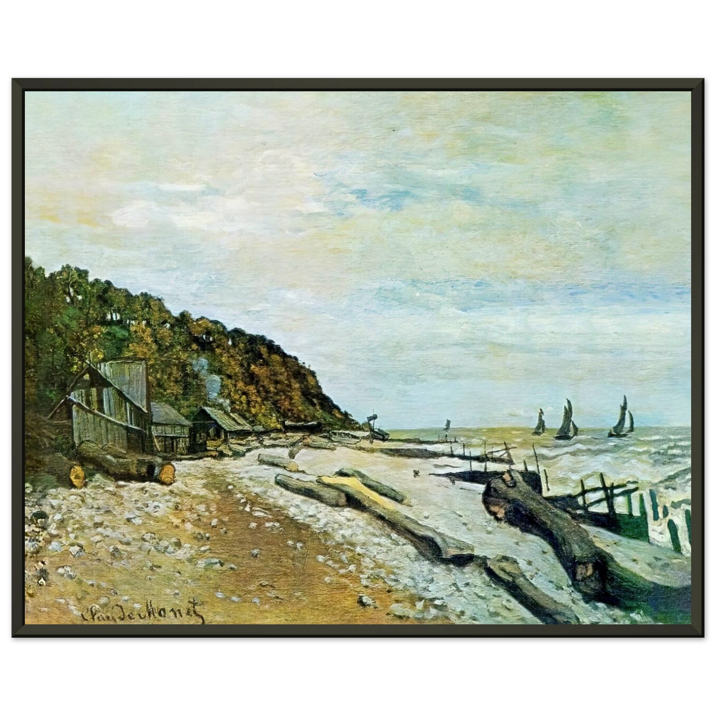 claude monet  Boatyard near Honfleur Framed Art Print  - Aluminum Frame - 70x100 cm / 28x40 inches