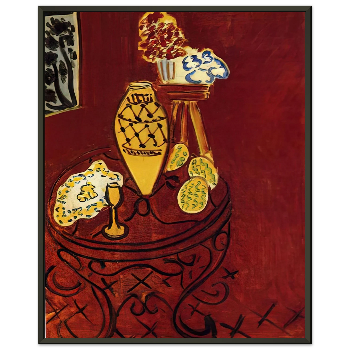 Henri Matisse  INTERIOR IN VENETIAN RED 1946 Framed Art Print  - Aluminum Frame - 60x80 cm / 24x32 inches