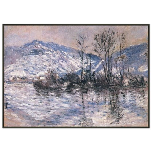 claude monet  The Seine at Port Villez Snow Effect 02 Framed Art Print  - Aluminum Frame - 21x29.7 cm / 8x12"