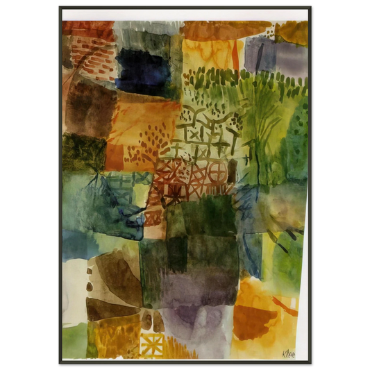 Paul Klee  REMEMBRANCE OF A GARDEN 1914 Framed Art Print  - Aluminum Frame - 21x29.7 cm / 8x12"