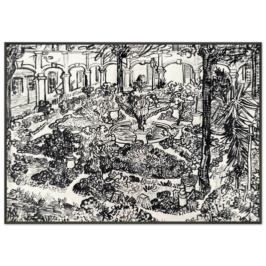 Vincent van Gogh  The Courtyard of the Hospital at Arles Framed Art Print  - Aluminum Frame - 21x29.7 cm / 8x12"