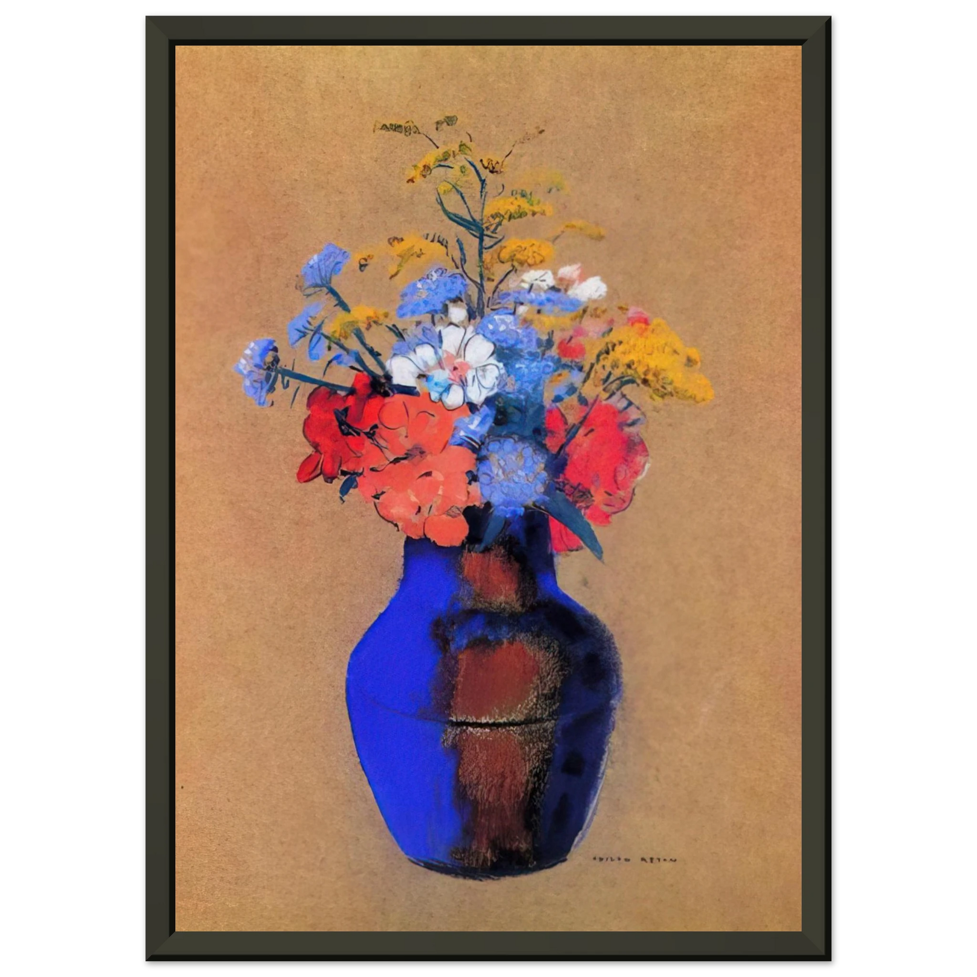Odilon Redon  WILD FLOWERS IN A VASE Framed Art Print  - Aluminum Frame - 40x50 cm / 16x20 inches