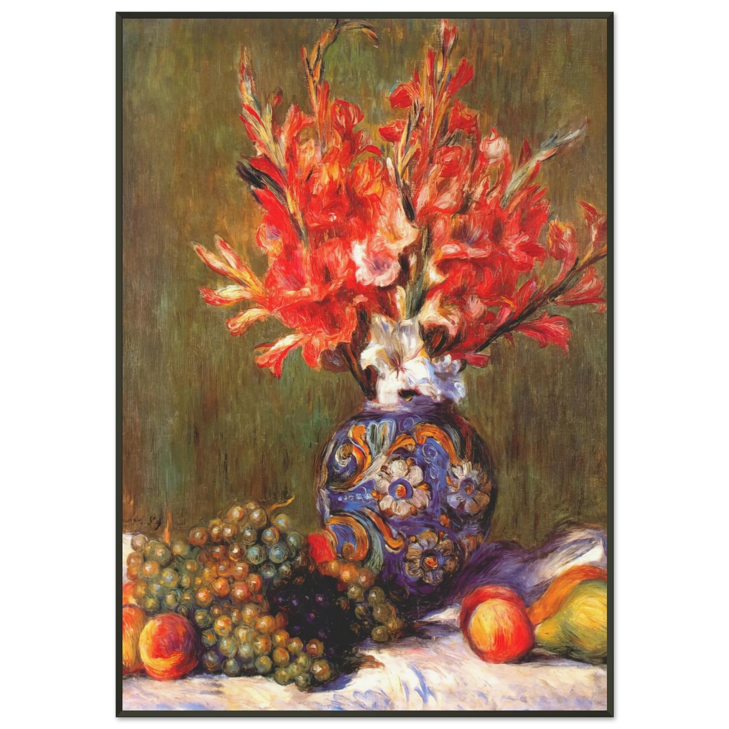 PierreAuguste Renoir  Still Life Flowers and Fruit Framed Art Print  - Aluminum Frame - 21x29.7 cm / 8x12"