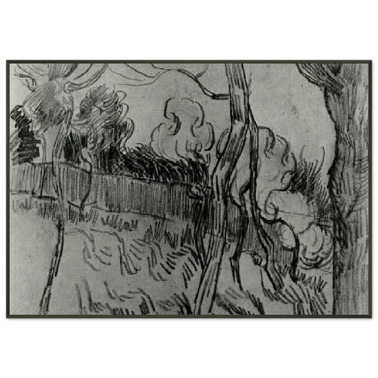 Vincent van Gogh  Pine Trees Seen against the Wall of the Asylum Framed Art Print  - Aluminum Frame - 21x29.7 cm / 8x12"