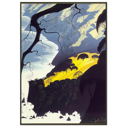 Eyvind Earle  Carmel Highlands Framed Art Print  - Aluminum Frame - 21x29.7 cm / 8x12"
