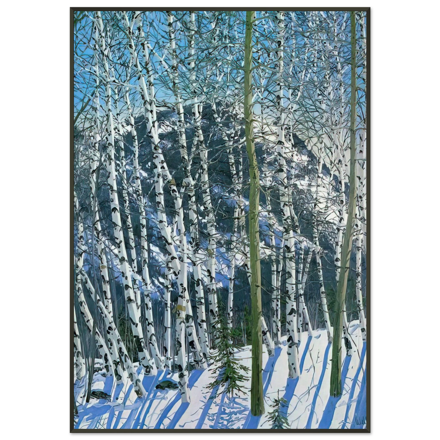 Neil Welliver  Birches  2005 Framed Art Print  - Aluminum Frame - 21x29.7 cm / 8x12"