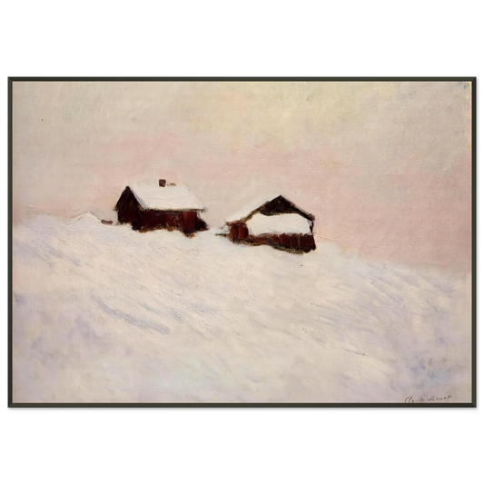 claude monet  Houses in the Snow Framed Art Print  - Aluminum Frame - 21x29.7 cm / 8x12"