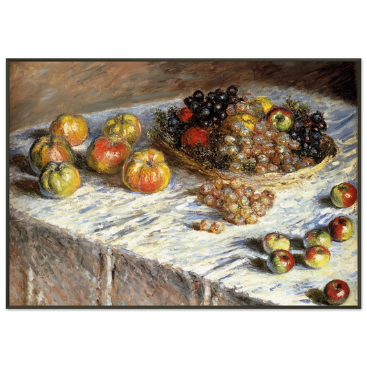 claude monet  Still Life with Apples And Grapes Framed Art Print  - Aluminum Frame - 21x29.7 cm / 8x12"