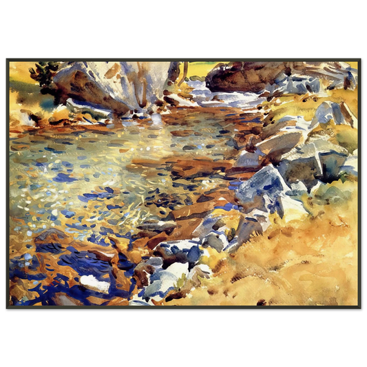 John Singer Sargent  Brook among Rocks Framed Art Print  - Aluminum Frame - 21x29.7 cm / 8x12"