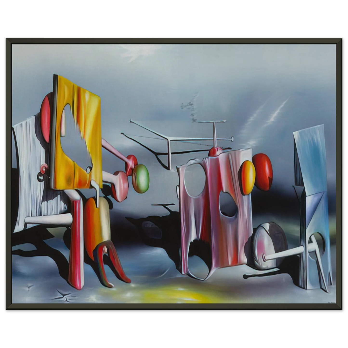 Yves Tanguy  Reply to Red Framed Art Print  - Aluminum Frame - 40x50 cm / 16x20 inches