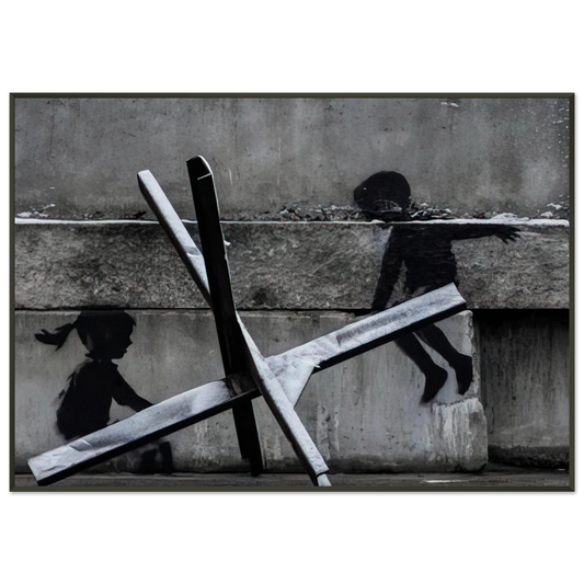 Banksy  KYIV KHRESHCHYATYK 9 2022 Framed Art Print  - Aluminum Frame - 21x29.7 cm / 8x12"