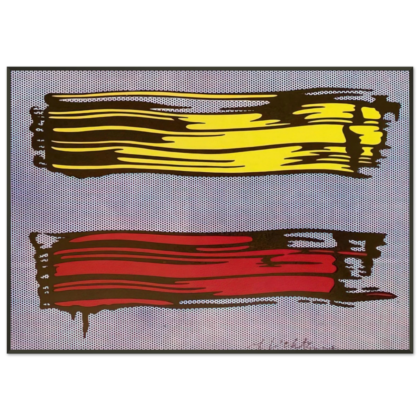 Roy Lichtenstein  YELLOW AND RED BRUSHSTROKES 1966 Framed Art Print  - Aluminum Frame - 21x29.7 cm / 8x12"