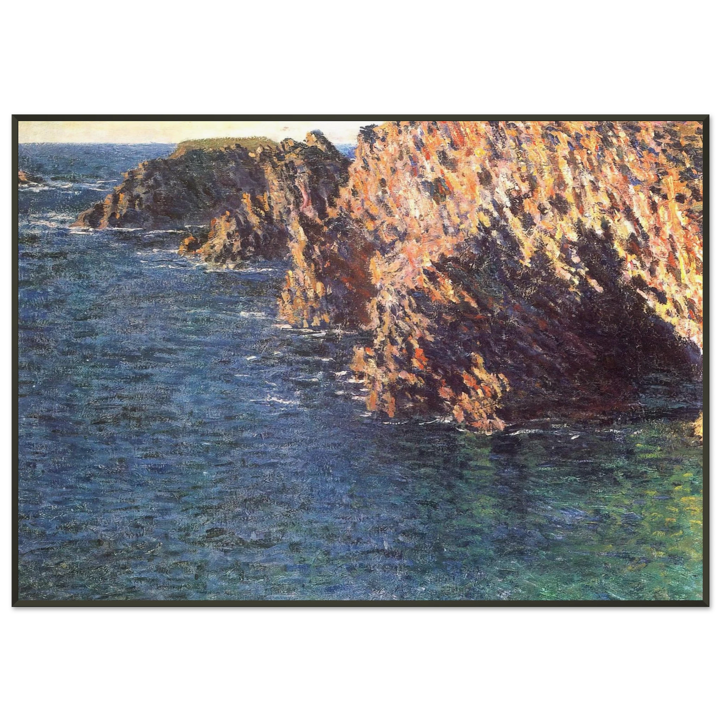 claude monet  The Grotto of PortDomois Framed Art Print  - Aluminum Frame - 21x29.7 cm / 8x12"